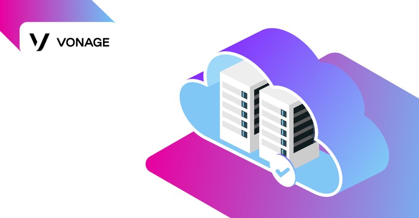 Illustration of a cloud. Inside the cloud sit two stacks of computer servers